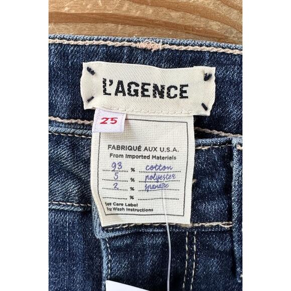 NWT L’Agence High Rise Distressed Jeans Size 25 Women’s Blue High Line - Picture 3 of 9